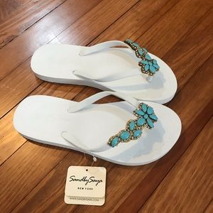 Handcrafted jewel flip flops